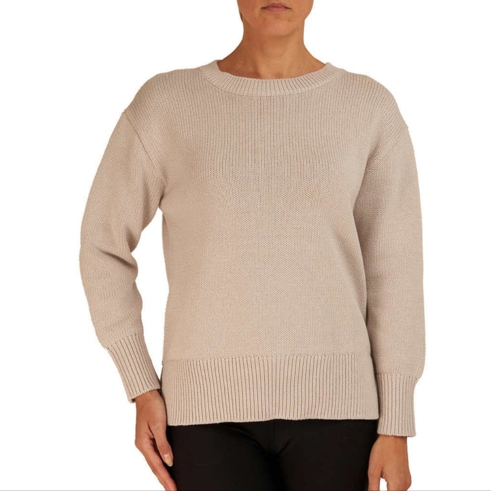 Philosophy Women's Beige Crew Neck Sweater M 100% Cotton
